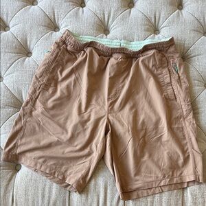 Birddogs Men’s XL TAN Boom for your boomstick Men's Casual Elastic Waist Shorts